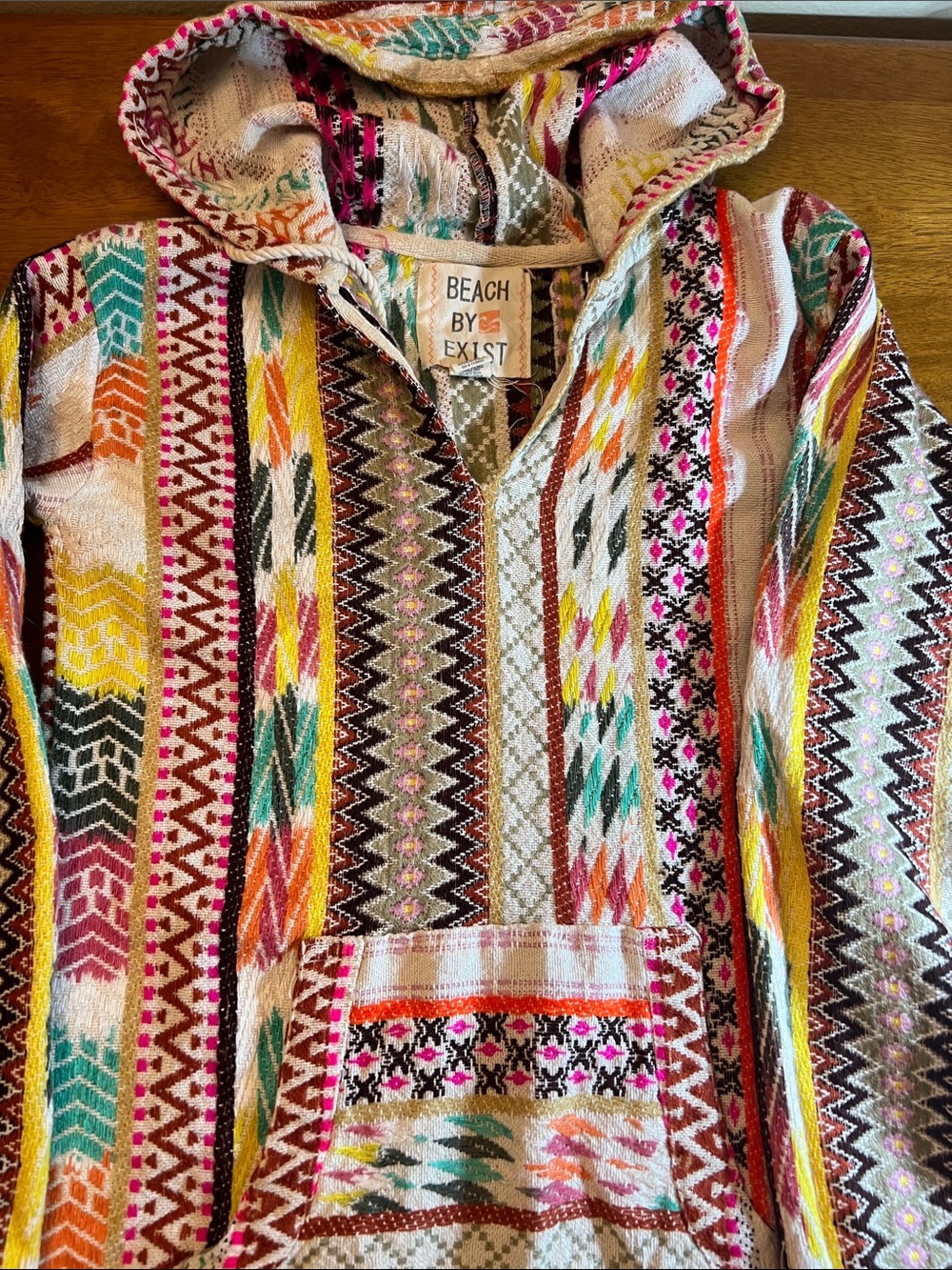 Beach By Exist Multicolor Hooded Baja top Size SMALL